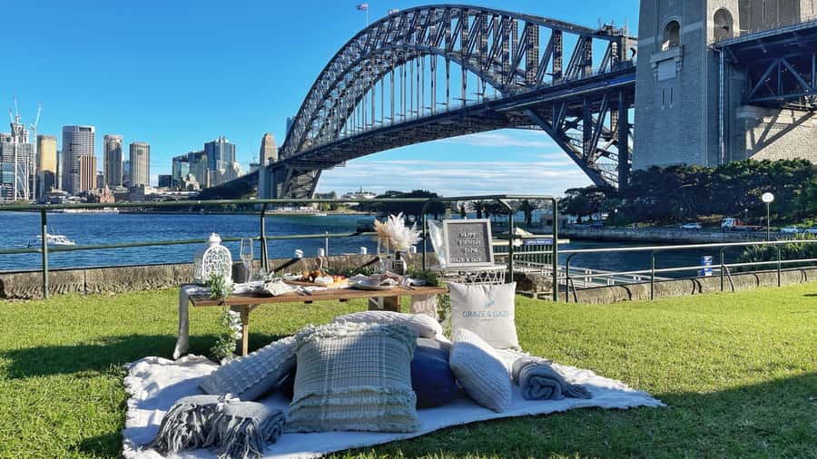 Luxury Picnic for 2 with Sydney Harbour Views at Kirribilli - What Graze & Gaze sets up for you