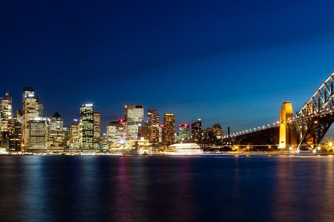 Private Sydney at Night Cruise for two guests - Woolloomooloo Wharf after dark
