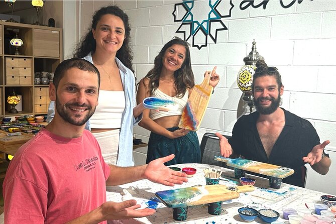 Resin Art Classes Sydney: Cheeseboards & Coasters - Pigments, embellishments, and personal details