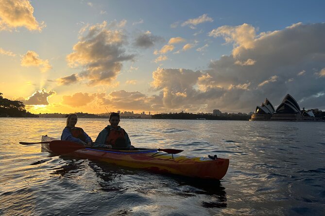 Sunrise Paddle Session on Syndey Harbour (single kayak) - Sunrise behind Sydney Harbour Bridge
