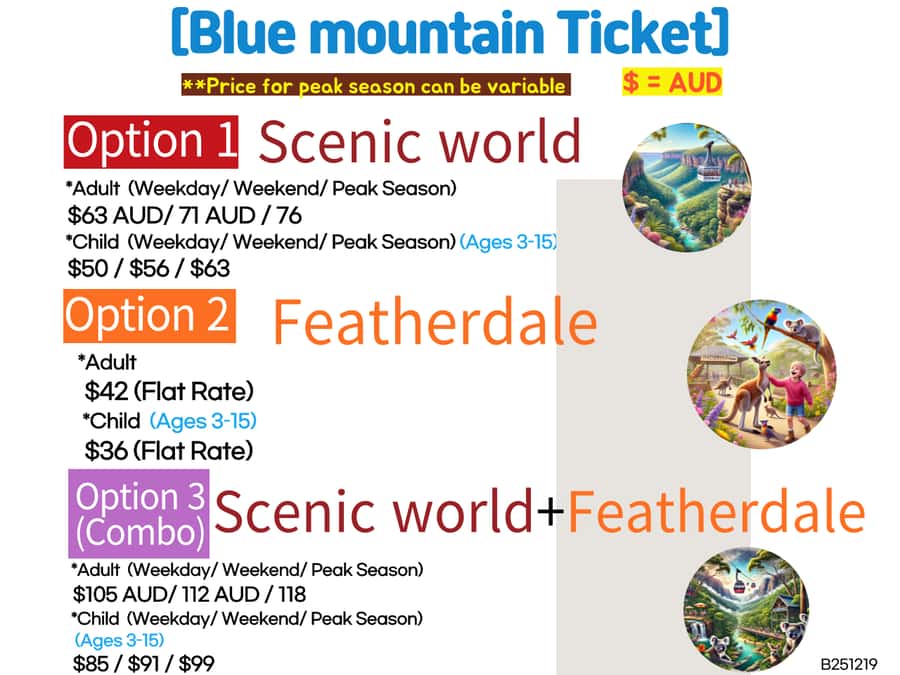 Sydney Blue Mountains, Scenic World, Featherdale - Scenic World’s four viewing options