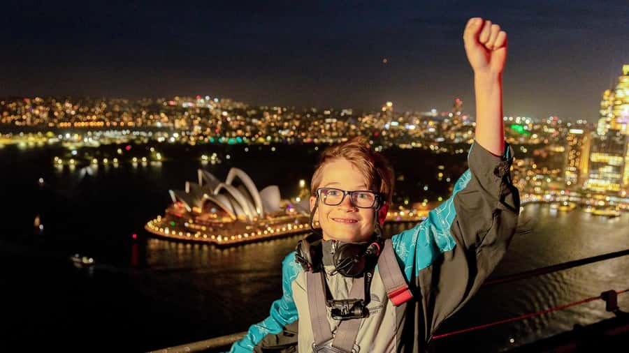 Sydney: BridgeClimb Sydney Harbour Summit Night - Walking the upper arch after dark