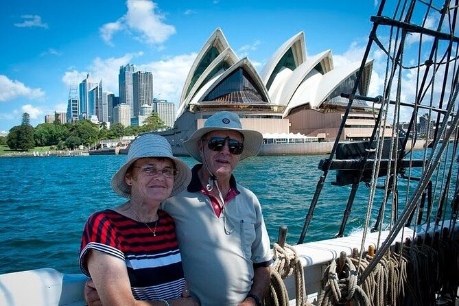 Sydney Harbour: Tall Ship Lunch Cruise - Lunch with Sydney moving past the rail