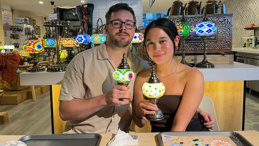 Sydney: Mosaic Art Classes - Turkish Lamp Workshop - Choosing Colors Before You Touch the Glue