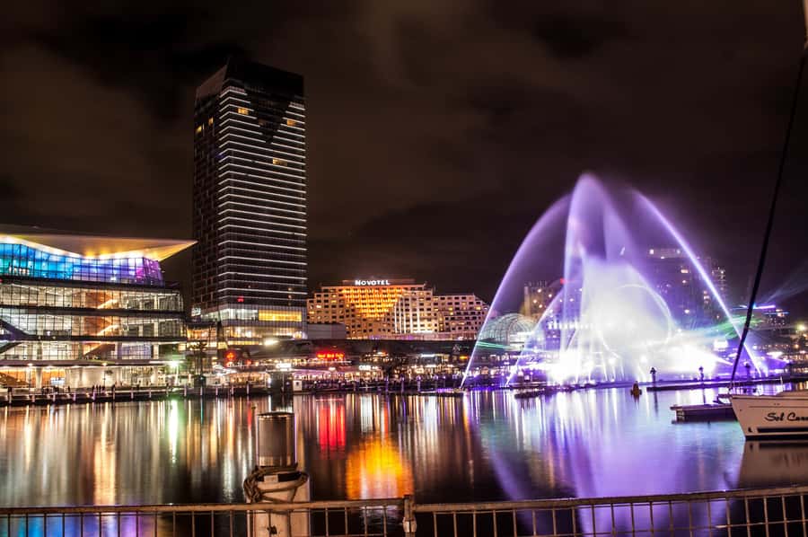 Sydney: Vivid Festival of Light Harbor Cruise with Dinner - The welcome drink and buffet dinner