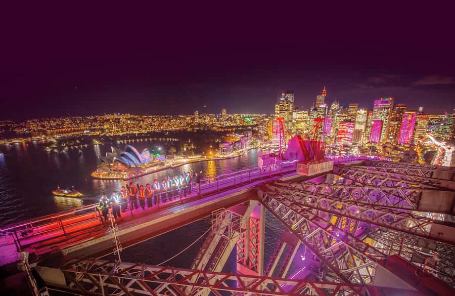 The Vivid Sydney BridgeClimb - Seeing Vivid Sydney from 134 meters up